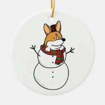 Corgisnowman-WeihnachtsKeramik-Verzierung