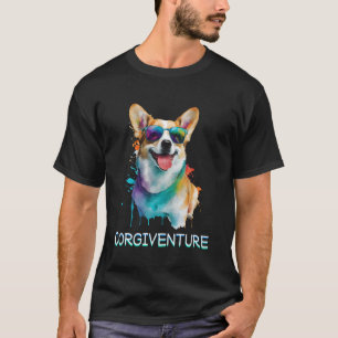 Corgiventure Lustige Regenbogen Corgi Sonnenbrille T-Shirt