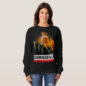 Corgizilla Corgi für Hund zu Halloween Sweatshirt (Vorne ganz)