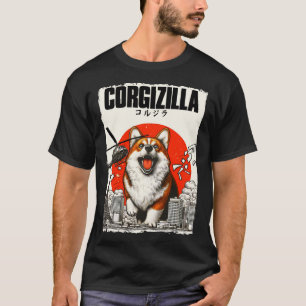 Corgizilla Funny Japanese Style T - Shirt