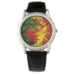 cori rasta Reggae-Graffiti-Flaggenlöwe Armbanduhr