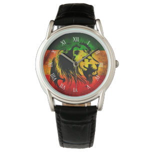 cori rasta Reggae-Graffiti-Flaggenlöwe Armbanduhr