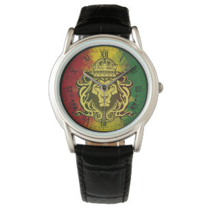 cori rasta Reggae-Graffiti-Flaggenlöwe Armbanduhr