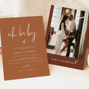 CORIANDER Bohemian Terracotta Oh Baby Baby Shower Einladung