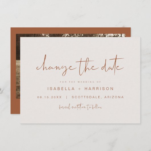 CORIANDER Bohemisch Terracotta Ändern Sie das Datu Einladung (Vorne/Hinten)