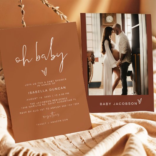 CORIANDER Bohemisch Terracotta Oh Baby Dusche Einladung