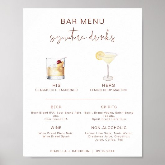 CORIANDER Boho Cocktail Signature Drink Bar Menu Poster (Vorne)
