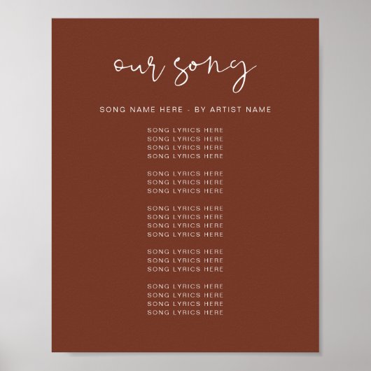 CORIANDER Boho Rust Wedding Song Texte Poster (Vorne)