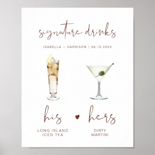 CORIANDER Boho Signature Drink Wedding Bar Poster (Vorne)