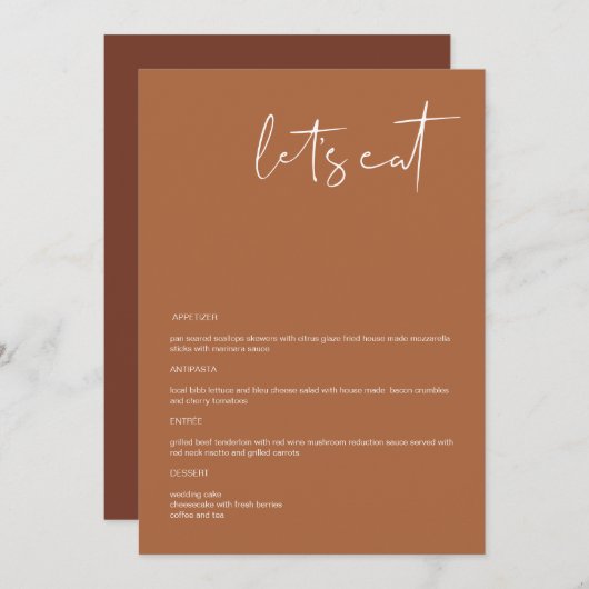 CORIANDER Boho Terracotta 12x18" essen wir Menü Menükarte (Vorne/Hinten)