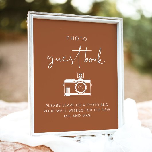 CORIANDER Boho Terracotta Foto Guest Book Sign Poster