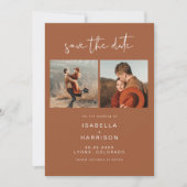CORIANDER Boho Terracotta Foto Save the Date Einladung (Vorderseite)