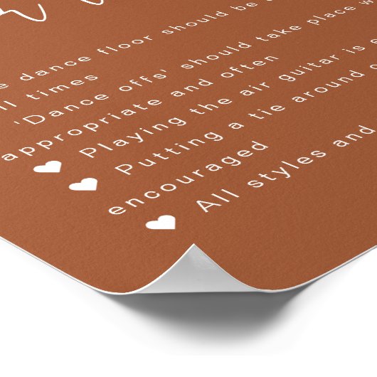 CORIANDER Boho Terracotta Tance Floor Rules Poster (Ecke)