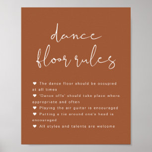 CORIANDER Boho Terracotta Tance Floor Rules Poster