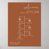 CORIANDER Boho Terracotta Wedding Icon Timeline Poster (Vorne)