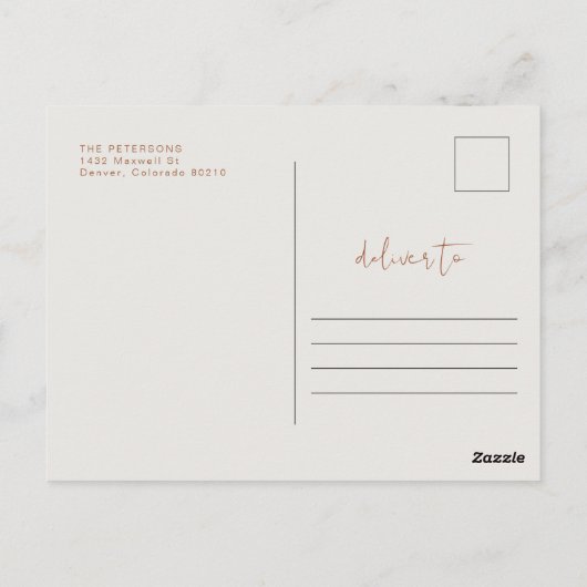 CORIANDER Modern Boho Terracotta Erntedank Postkarte (Rückseite)