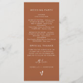 CORIANDER Rust and Burnt Orange Wedding Program Menükarte (Rückseite)