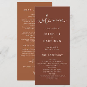 CORIANDER Rust and Burnt Orange Wedding Program Menükarte