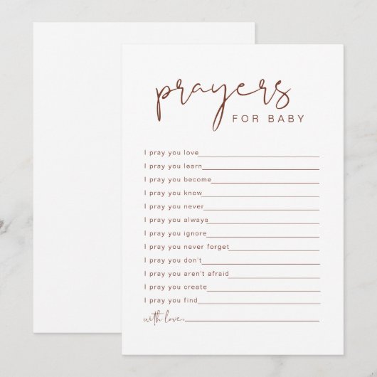 CORIANDER Rust Boho Gebete für die Babykarte Einladung (Vorne/Hinten)