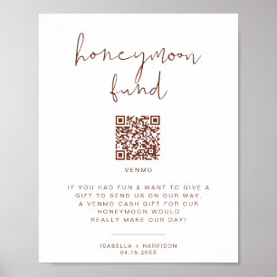 CORIANDER Rust Colored Honeymoon Fund Wedding Sign Poster