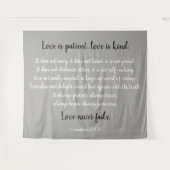Corinthians Verse, Liebe ist Patient (B&W auf grau Wandteppich (Vorderseite (Horizontal))