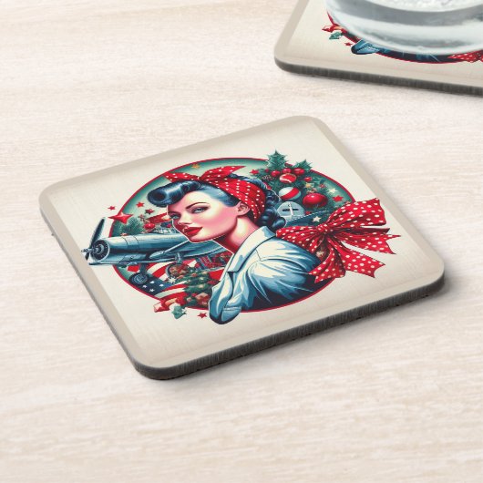 Cork Backed Untersetzer - Rosie the Riveter Christ (Linke Seite)