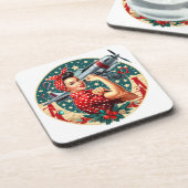 Cork Backed Untersetzer - Rosie the Riveter Christ (Linke Seite)