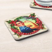 Cork Backed Untersetzer - Rosie the Riveter Christ (Linke Seite)