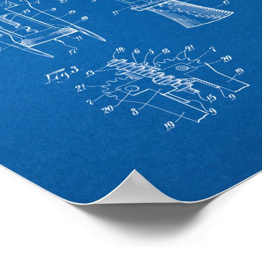 Cork Extractor Patent - Blueprint Poster (Ecke)