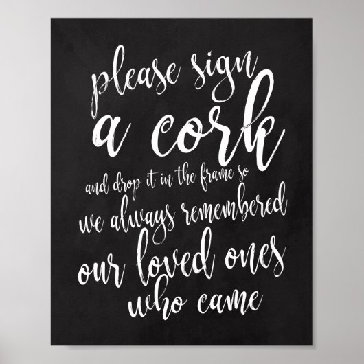 Cork Guest Book chalkboard Hochzeit 8x10 Zeichen Poster (Vorne)