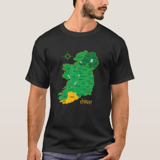 Cork Ireland Landkreis Map Eire Irish Travel T-Shirt