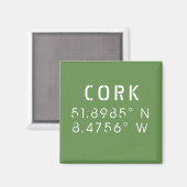 Cork Ireland Längengrad Latitude Magnet (Vorderseite/Rückseite)