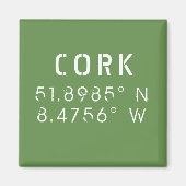 Cork Ireland Längengrad Latitude Magnet (Vorne)