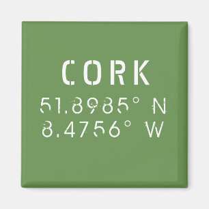 Cork Ireland Längengrad Latitude Magnet
