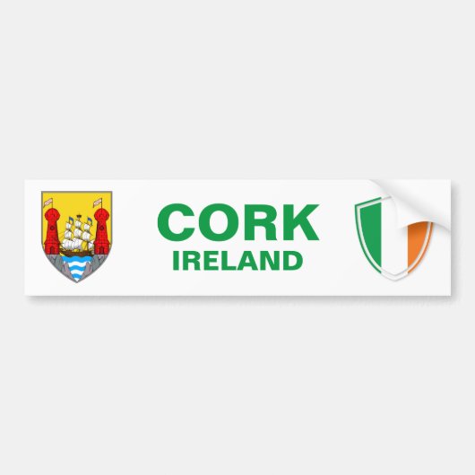 Cork Ireland Wappen und Irish Flag Autoaufkleber (Vorne)