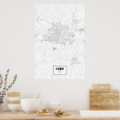 Cork, Irland (schwarz auf weiß) Poster (Küche)