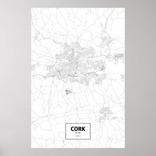 Cork, Irland (schwarz auf weiß) Poster (Vorne)