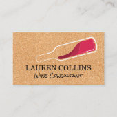 Cork Texture | Roter Wein Flasche Logo | Weinberge Visitenkarte (Vorderseite)