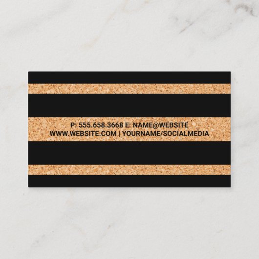 Cork Texture Striping Muster Visitenkarte (Rückseite)
