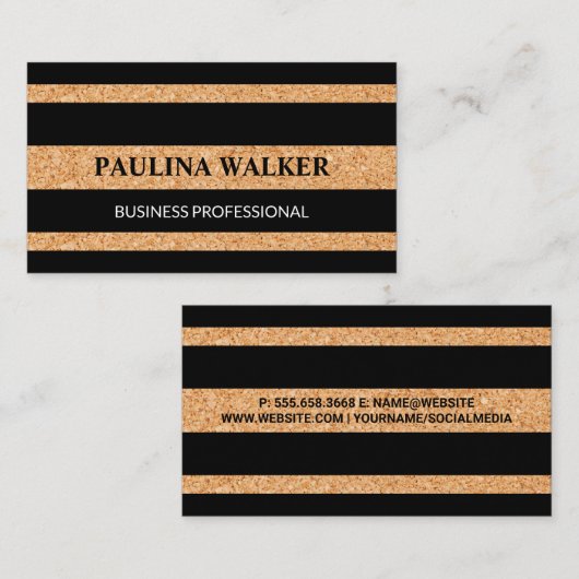 Cork Texture Striping Muster Visitenkarte (Vorne/Hinten)