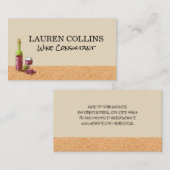 Cork Texture | Weinglas und Flasche mit Trauben Visitenkarte (Vorne/Hinten)