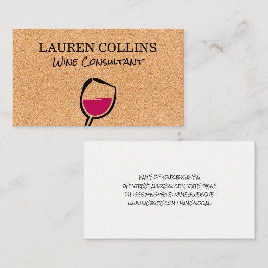 Cork Texture | Wine Glass Visitenkarte (Vorne/Hinten)