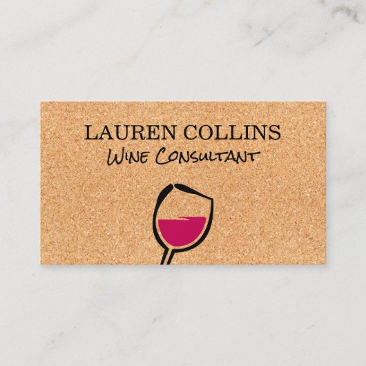 Cork Texture | Wine Glass Visitenkarte (Vorderseite)