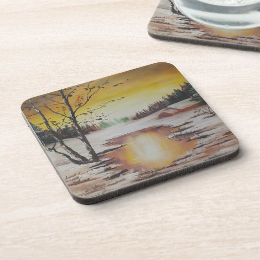 Cork Untersetzer Set Ann Hayes Winterszene (Linke Seite)