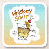 CORK UNTERSETZER SET, WHISKEY SOUR COCKTAIL RECIPE (Vorderseite)
