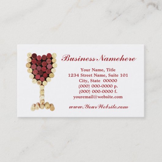 Cork Wine Glass Business Cards Visitenkarte (Vorderseite)