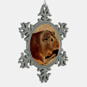 Corkboard Blick-Meerschweinchen Schneeflocken Zinn-Ornament (Links)