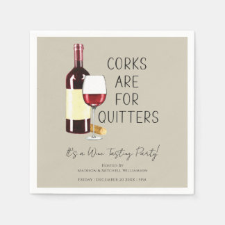 "Corks are for quitters" Party "Watercolor Red" Serviette