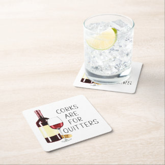 "Corks are for quitters" Rotwein-Glas Rechteckiger Pappuntersetzer