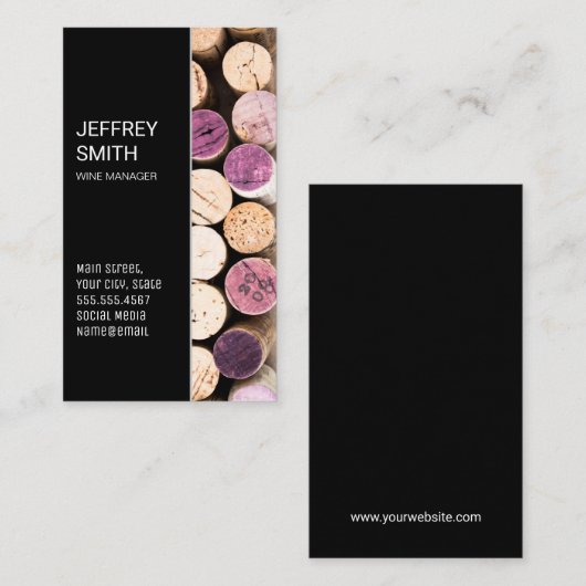 Corks oberste Ansicht | Wein Visitenkarte (Vorne/Hinten)